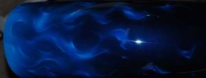 Blue Real Fire on Harley Tins