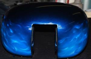 Blue Real Fire on Harley Tins