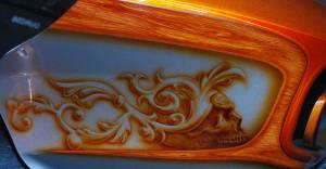 Wood Grain, Floral and Skulls